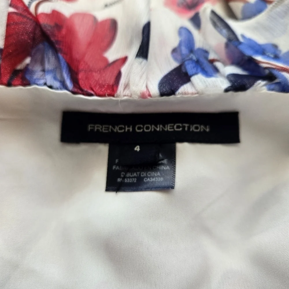French Connection Womens Cami Top Sz 4 Aden Lurex Frill Ruffle Adj Straps Floral